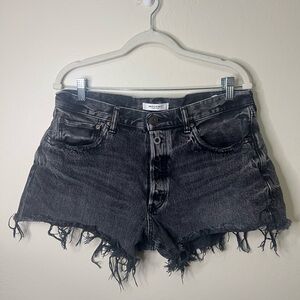 Moussy Charcoal Distressed Jean Shorts size 31